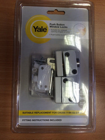 YALE PUSH BUTTON WINDOW LOCK V-8K102-WE WHITE